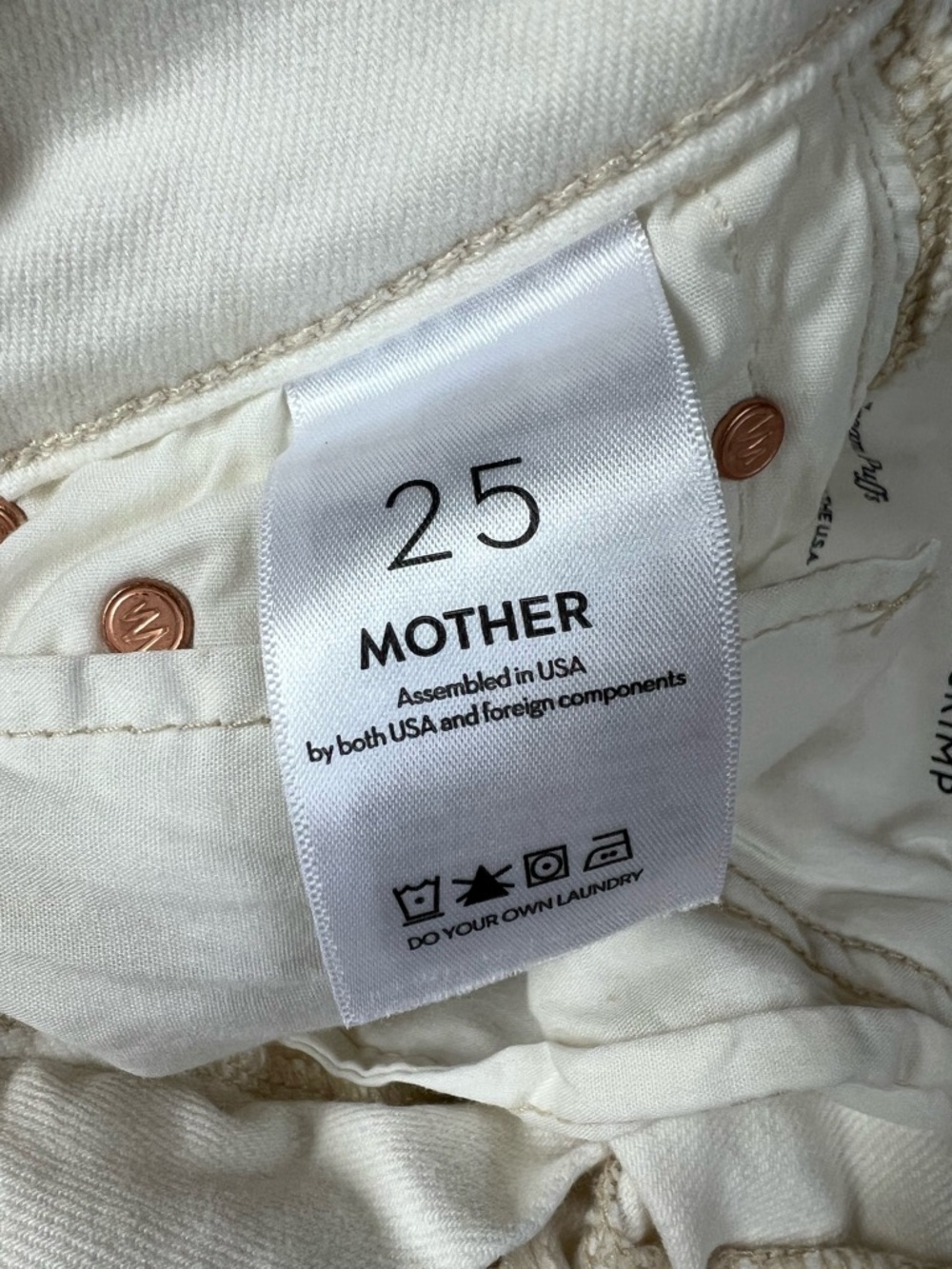 Mother The Twister Skimp Wide Leg Jeans Cream Puffs Size 25 - Picture 9 of 16